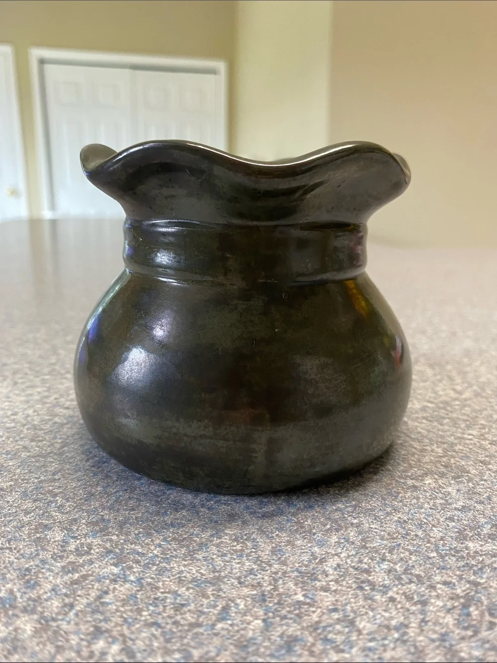 Hand Crafted Olive Green Ceramic Accent Vase